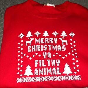 "USED" HANES COTTON CHRISTMAS THEMED SWEATSHIRT